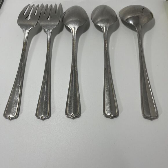 Oneida GALA IMPULSE Stainless 2 Teaspoon 1 Oval Soup Spoon 2 Salad Fork Lot Of 5 - Picture 4 of 5